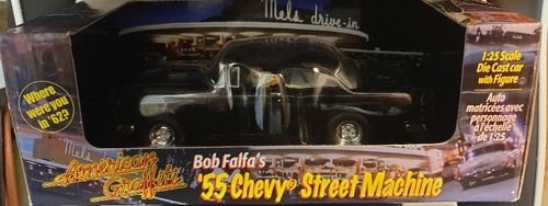 American Graffiti Bob Falfa's 1955 Chevy Street Machine Fertig Modell m.Figur 1/25 Rarität !!!