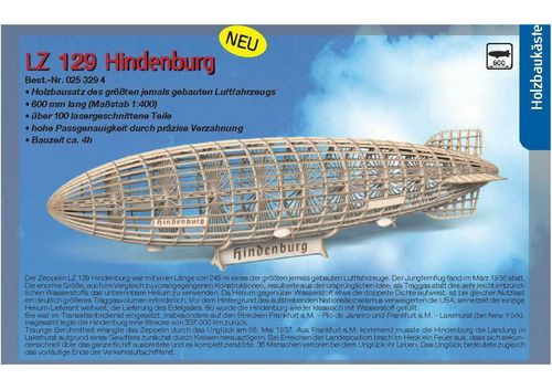 Zeppelin ,,HINDENBURG'' Gerippe Modell 1/400 600mm Land incl. Ständer u.Vitrine