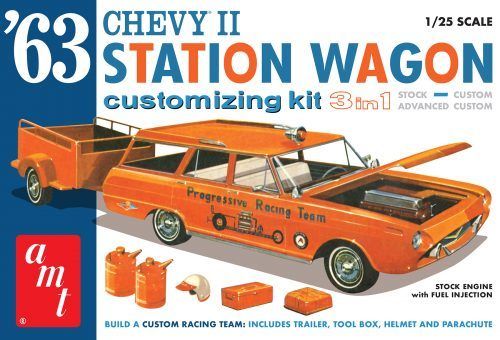 1963 Chevy II Station Wagon mit Trailer u.Zubehör 3in1 Kit Stock,Custom,Advanced Custom