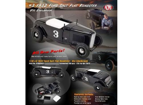1932 Ford Salt Flat Roadster #3 Vic Edelbrock schwarz 1/18